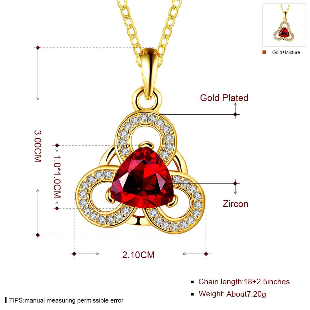 Wholesale Romantic Rose Gold Plated clover CZ Necklace big red crystal  temperament necelace wedding jewelry TGGPN444 5