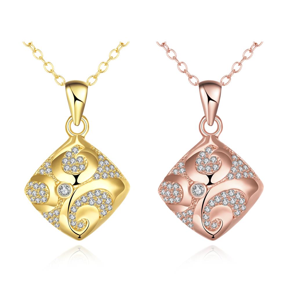 Wholesale Romantic 24K Gold Geometric square CZ Necklace high quality delicate women jewelry TGGPN519 3