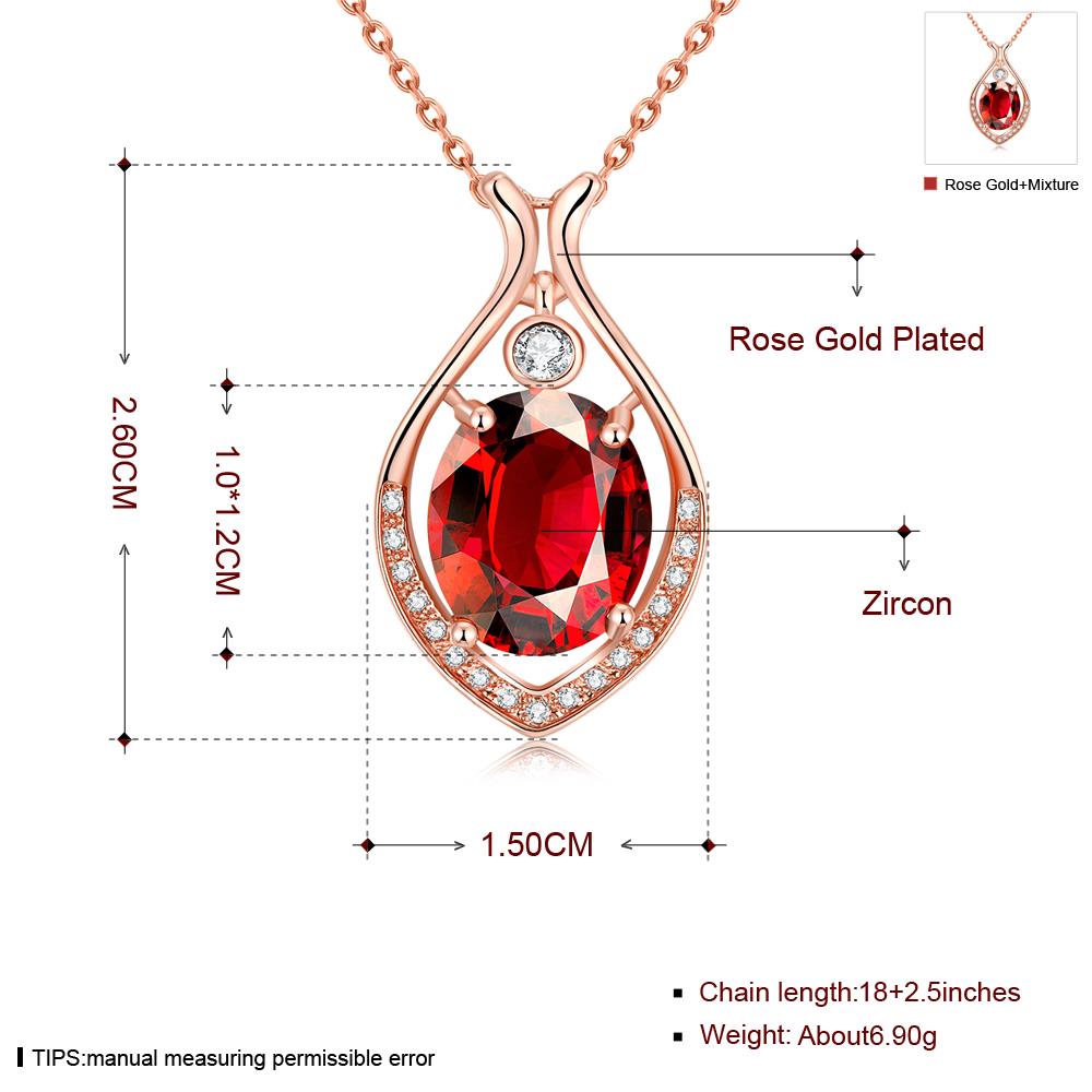 Wholesale Fashion water drop Red Big AAA Cublic Zircon 24K Gold Plated Color necklace High Quality For Women Party Accessories TGGPN037 1