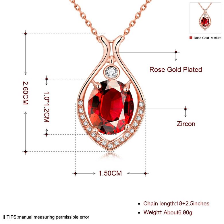 Wholesale Fashion water drop Red Big AAA Cublic Zircon 24K Gold Plated Color necklace High Quality For Women Party Accessories TGGPN037 1