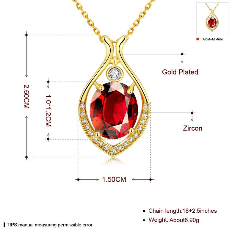 Wholesale Fashion water drop Red Big AAA Cublic Zircon 24K Gold Plated Color necklace High Quality For Women Party Accessories TGGPN037 2