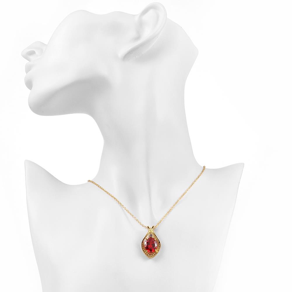 Wholesale Fashion water drop Red Big AAA Cublic Zircon 24K Gold Plated Color necklace High Quality For Women Party Accessories TGGPN037 6