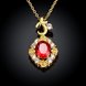 Wholesale Red Rhinestone oval Pendant Necklace for Women Girls 24 Gold necklace elegant wedding Jewelry TGGPN530 2 small