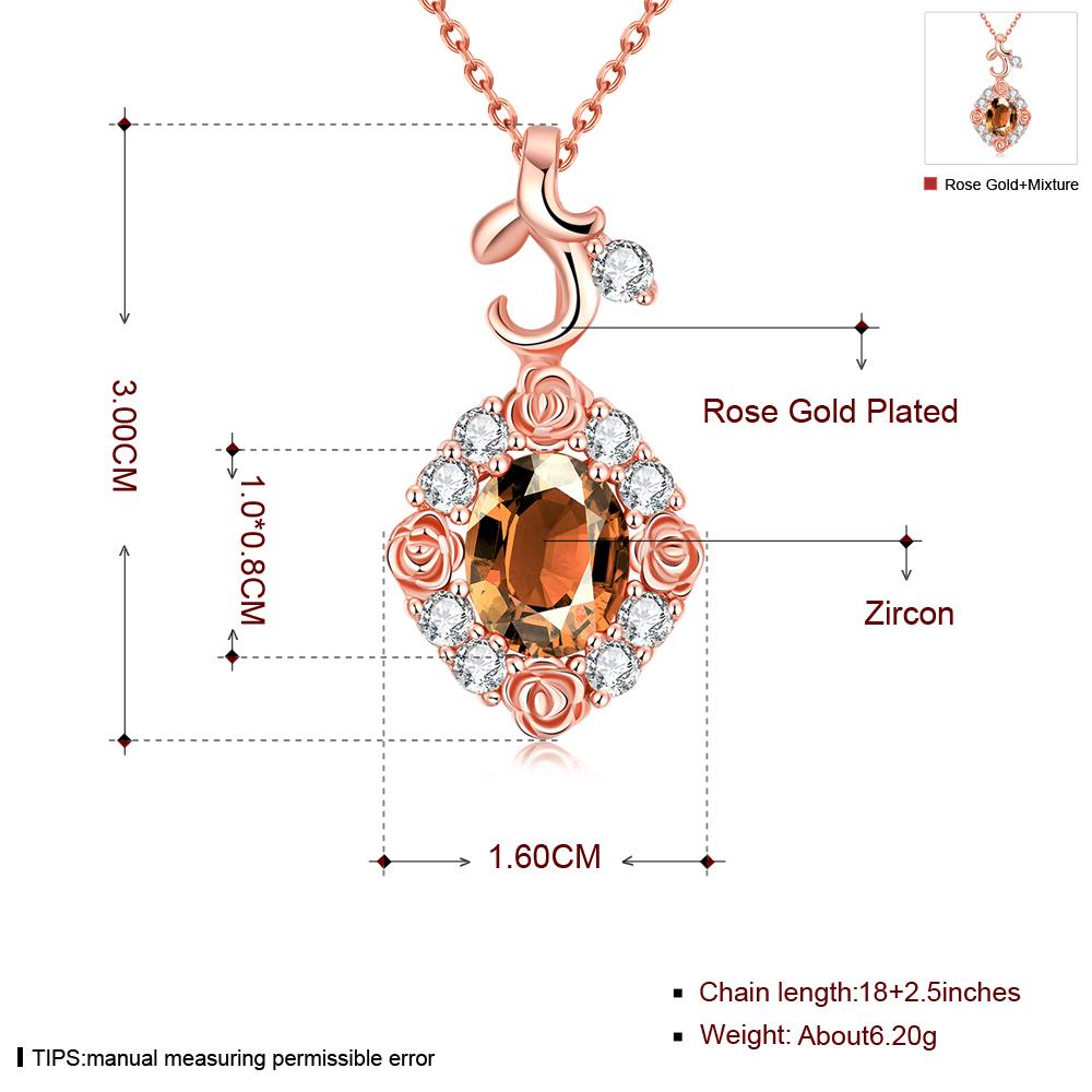 Wholesale Red Rhinestone oval Pendant Necklace for Women Girls 24 Gold necklace elegant wedding Jewelry TGGPN530 6