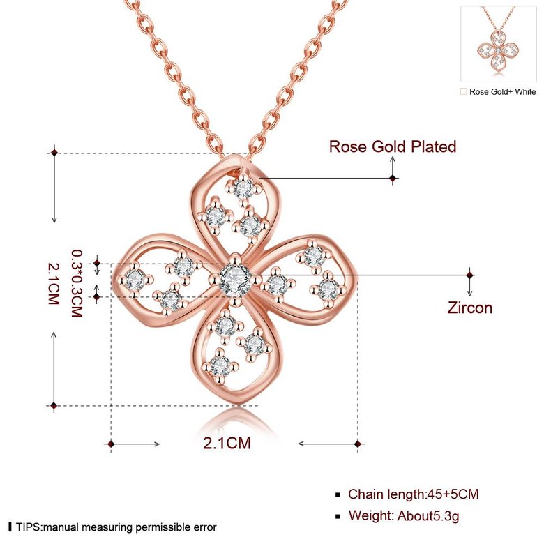 Wholesale Rose gold color Crystal Pendants Necklace Women  Clover Choker Jewelry Trendy Necklaces Upscale Valentine's Day TGGPN055 0
