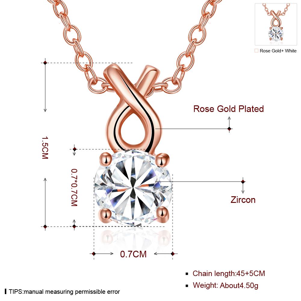 Wholesale Trendy Rose Gold Round CZ Necklace Lovely Rhinestone Circle Necklace Women Jewelry Gift TGGPN057 0