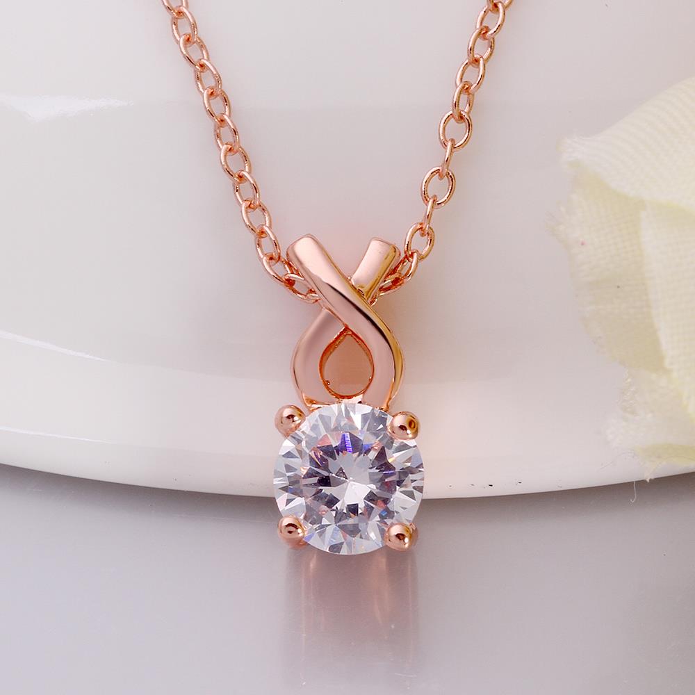 Wholesale Trendy Rose Gold Round CZ Necklace Lovely Rhinestone Circle Necklace Women Jewelry Gift TGGPN057 1