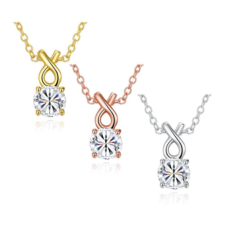 Wholesale Trendy Rose Gold Round CZ Necklace Lovely Rhinestone Circle Necklace Women Jewelry Gift TGGPN057 3