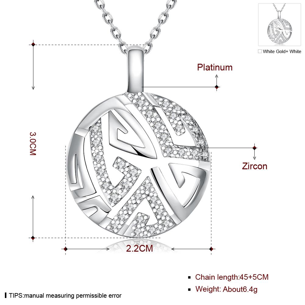 Wholesale Hollow rose gold round Pendant Necklace Jewelry for Women Girls Cubic Zircon Cut Out Fashion Wedding Party Trendy Jewelry TGGPN067 3