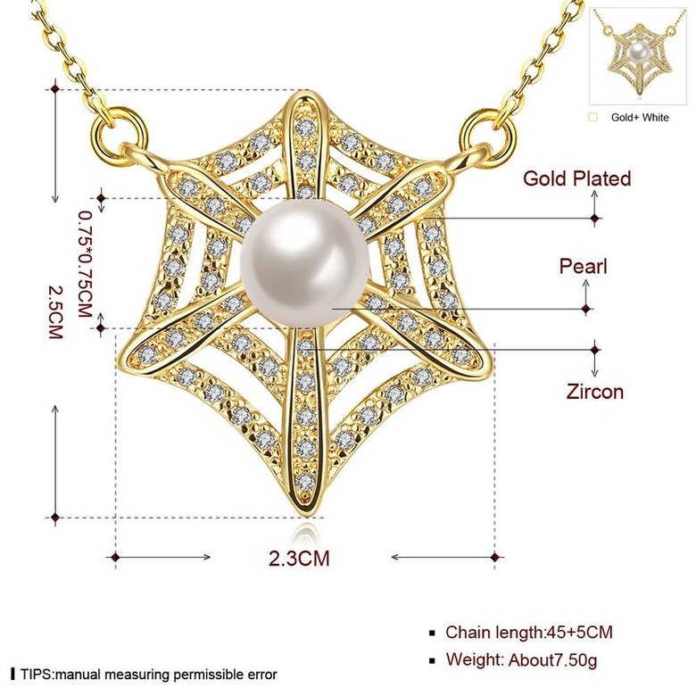 Wholesale Cute unique Pearls Necklace Micro Pave Zircon Hollow spider webs Necklace  TGGPN072 0