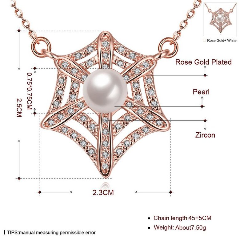 Wholesale Cute unique Pearls Necklace Micro Pave Zircon Hollow spider webs Necklace  TGGPN072 4