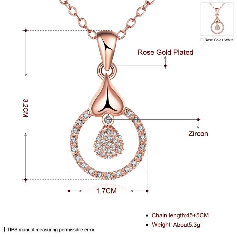 Wholesale Romantic rose gold necklace For Women water drop zircon Fashion Zircon Wedding Jewelry TGGPN080 0