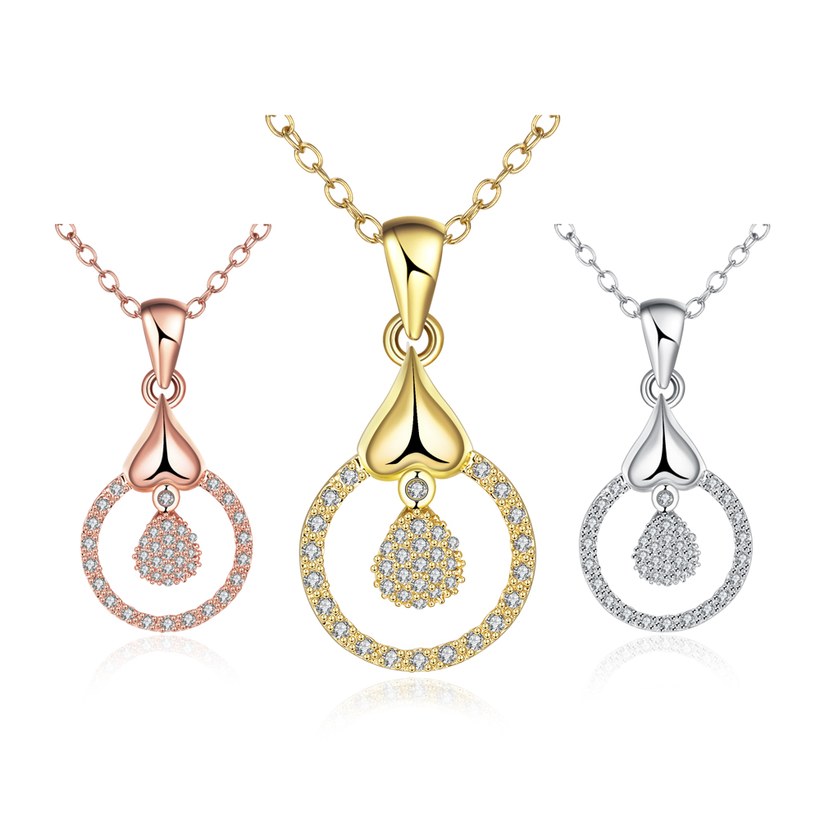 Wholesale Romantic rose gold necklace For Women water drop zircon Fashion Zircon Wedding Jewelry TGGPN080 2
