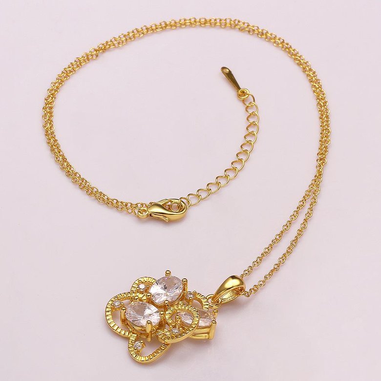 Wholesale Trendy 24K Gold Plated CZ Necklace temperament hollow flower necklace jewerly wholesale from China TGGPN089 0