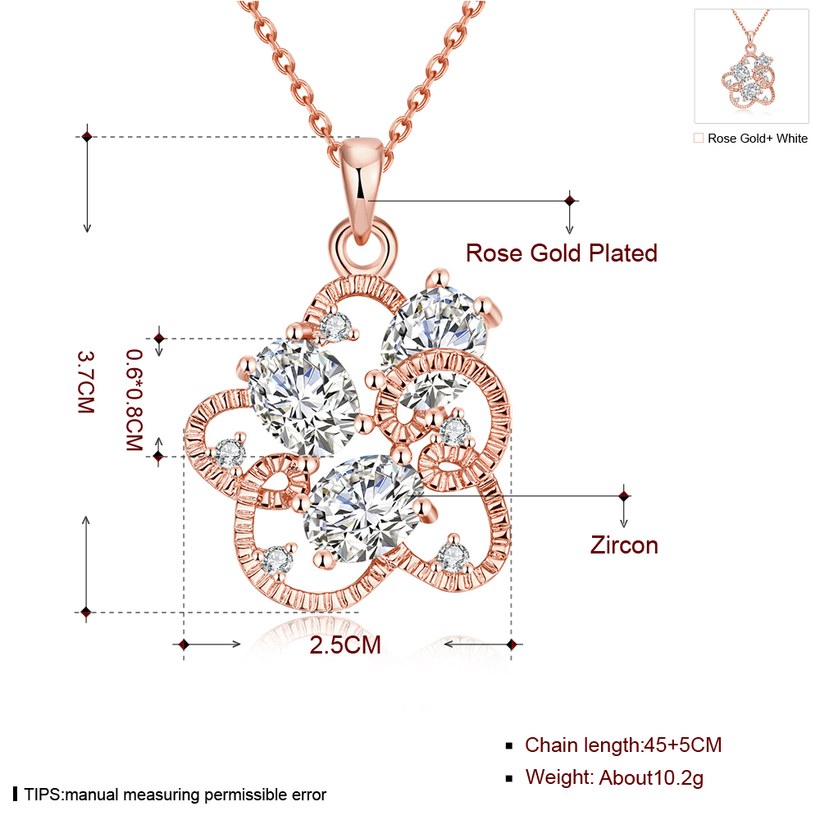 Wholesale Trendy 24K Gold Plated CZ Necklace temperament hollow flower necklace jewerly wholesale from China TGGPN089 5