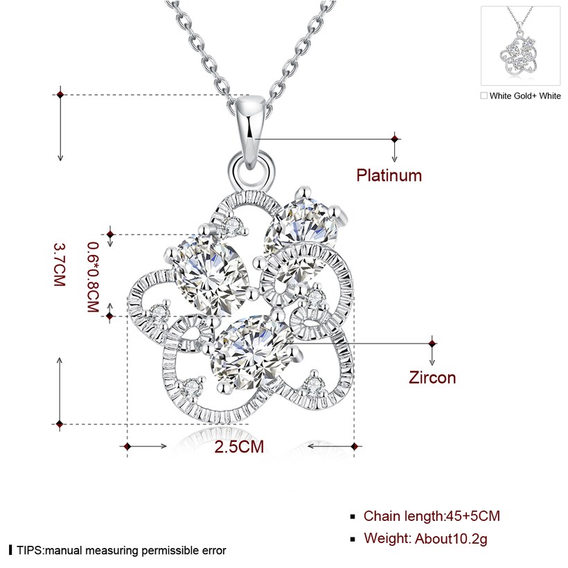Wholesale Trendy 24K Gold Plated CZ Necklace temperament hollow flower necklace jewerly wholesale from China TGGPN089 6