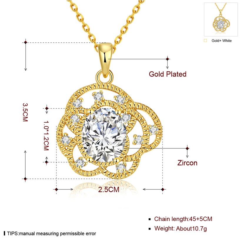 Wholesale Trendy 24K Gold Plated CZ Necklace temperament hollow flower necklace jewerly wholesale from China TGGPN091 5