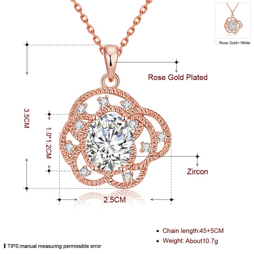 Wholesale Trendy 24K Gold Plated CZ Necklace temperament hollow flower necklace jewerly wholesale from China TGGPN091 6