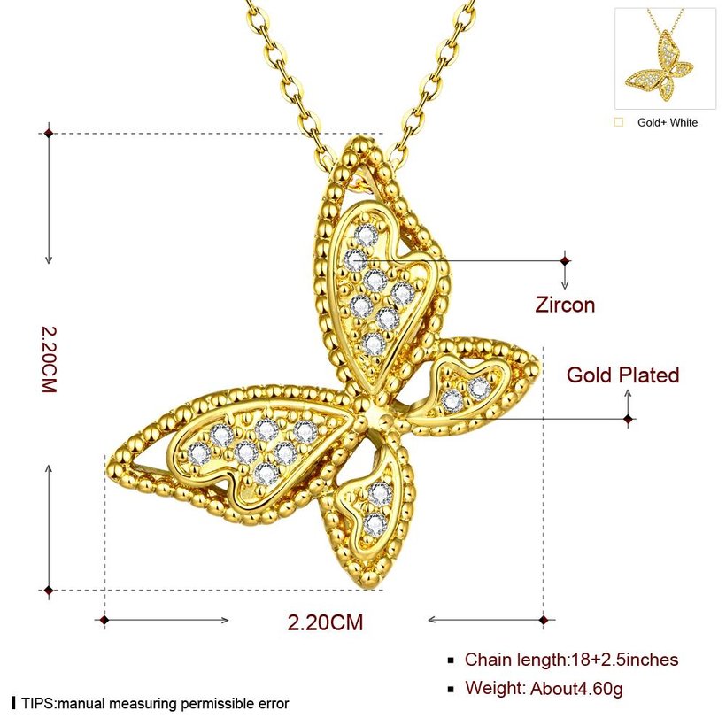 Wholesale Unique Christmas Gift Jewelry Necklace Micro Pave Zircon 24K Gold Butterfly Pendant Necklace For Women Girls  TGGPN128 0