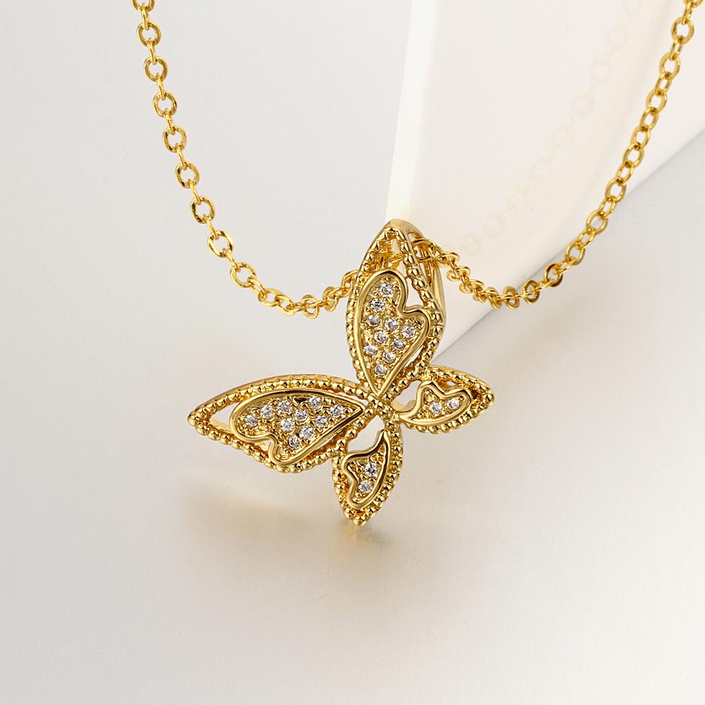 Wholesale Unique Christmas Gift Jewelry Necklace Micro Pave Zircon 24K Gold Butterfly Pendant Necklace For Women Girls  TGGPN128 4