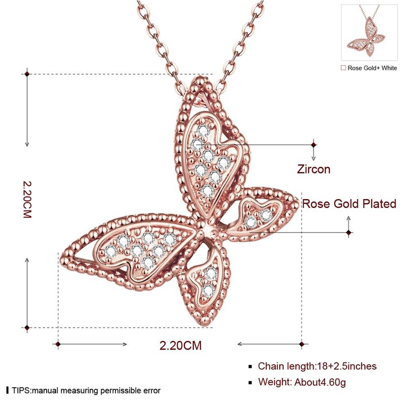 Wholesale Unique Christmas Gift Jewelry Necklace Micro Pave Zircon 24K Gold Butterfly Pendant Necklace For Women Girls  TGGPN128 7