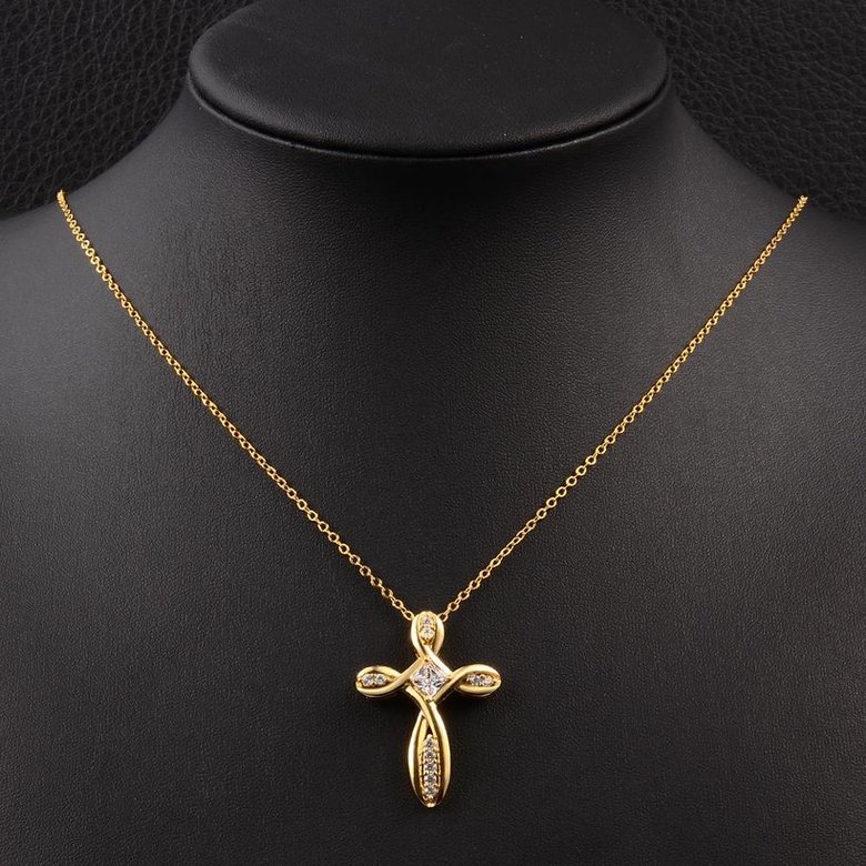 Wholesale Fashion Cross Pendants Gold Color Crystal Jesus Cross Pendant Necklace For Women Jewelry Dropshipping TGGPN136 1