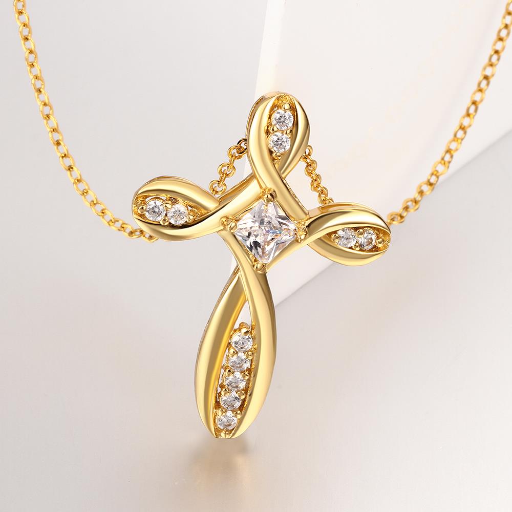 Wholesale Fashion Cross Pendants Gold Color Crystal Jesus Cross Pendant Necklace For Women Jewelry Dropshipping TGGPN136 2