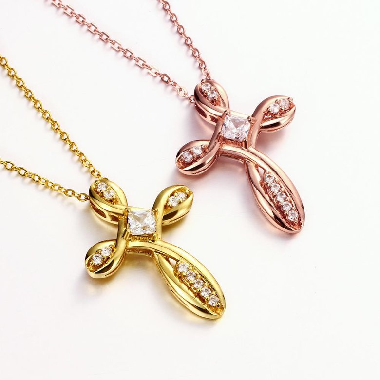 Wholesale Fashion Cross Pendants Gold Color Crystal Jesus Cross Pendant Necklace For Women Jewelry Dropshipping TGGPN136 4