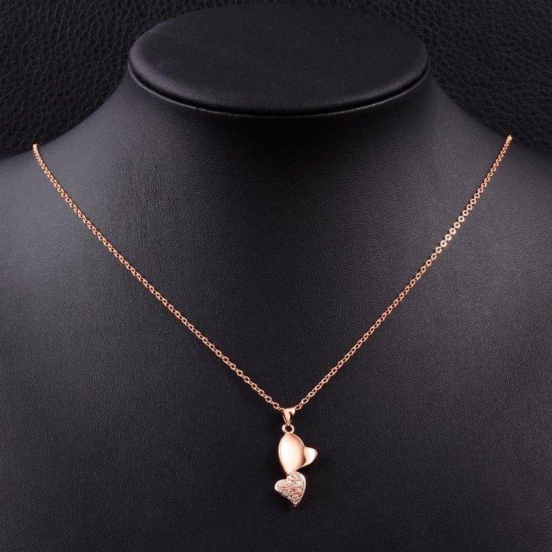 Wholesale Romantic Sweet Love Double Heart pendant delicate gift for women Rose Gold temperament  Wedding Neckalce  TGGPN143 2