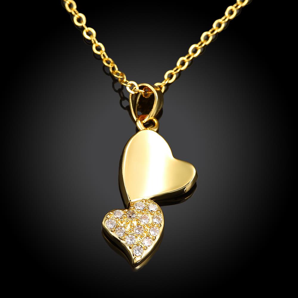 Wholesale Romantic Sweet Love Double Heart pendant delicate gift for women Rose Gold temperament  Wedding Neckalce  TGGPN143 4