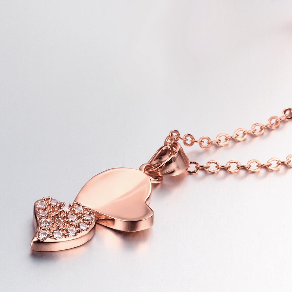 Wholesale Romantic Sweet Love Double Heart pendant delicate gift for women Rose Gold temperament  Wedding Neckalce  TGGPN143 5