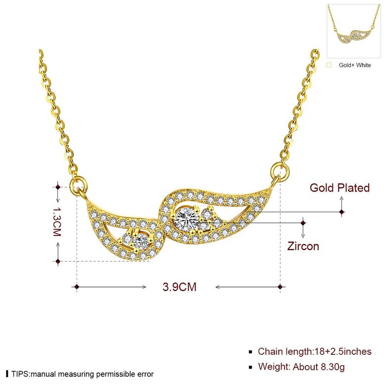 Wholesale Classic elegant 24K gold Shine Zircon Angle Wing Necklace for Women angle tears Stylish unique Choker Gift TGGPN147 2