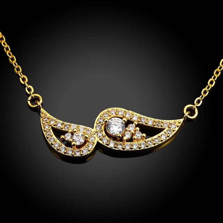 Wholesale Classic elegant 24K gold Shine Zircon Angle Wing Necklace for Women angle tears Stylish unique Choker Gift TGGPN147 3