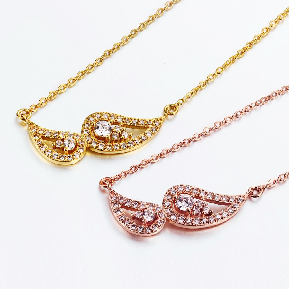 Wholesale Classic elegant 24K gold Shine Zircon Angle Wing Necklace for Women angle tears Stylish unique Choker Gift TGGPN147 6