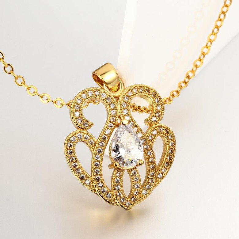 Wholesale Trendy 24K Gold Plated CZ Necklace temperament hollow flower necklace jewerly wholesale from China TGGPN151 0