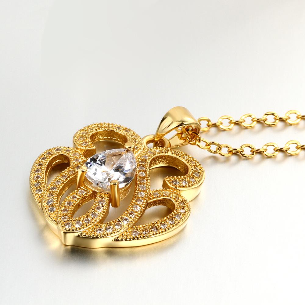 Wholesale Trendy 24K Gold Plated CZ Necklace temperament hollow flower necklace jewerly wholesale from China TGGPN151 1