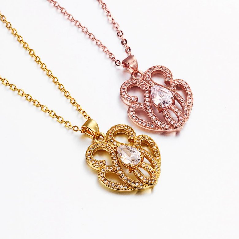 Wholesale Trendy 24K Gold Plated CZ Necklace temperament hollow flower necklace jewerly wholesale from China TGGPN151 3