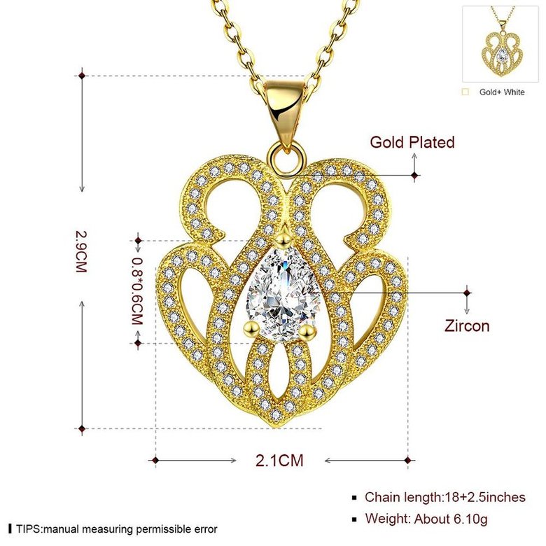 Wholesale Trendy 24K Gold Plated CZ Necklace temperament hollow flower necklace jewerly wholesale from China TGGPN151 4