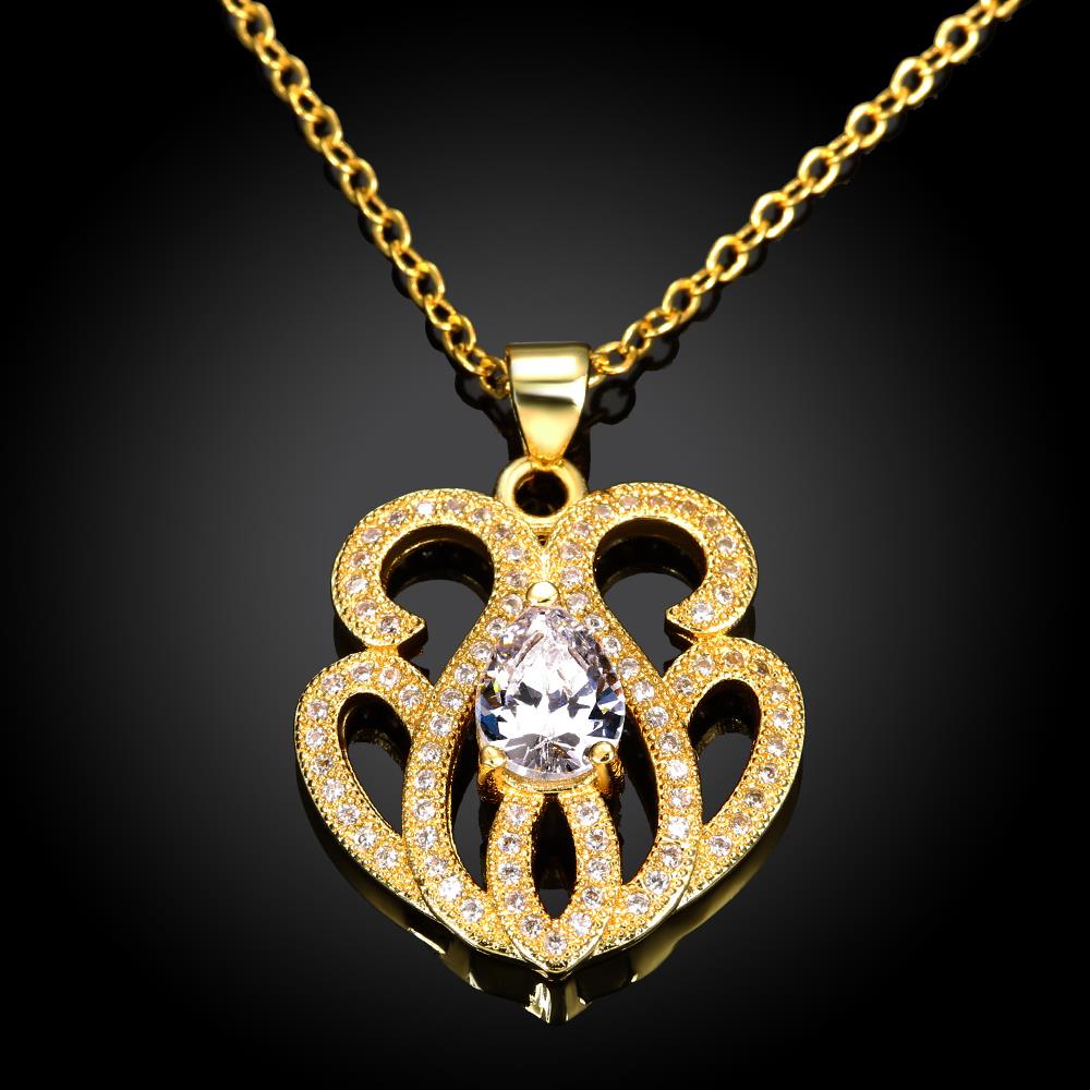 Wholesale Trendy 24K Gold Plated CZ Necklace temperament hollow flower necklace jewerly wholesale from China TGGPN151 5