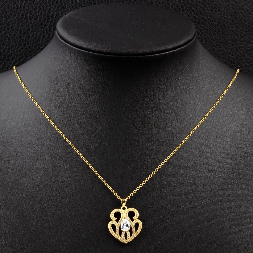Wholesale Trendy 24K Gold Plated CZ Necklace temperament hollow flower necklace jewerly wholesale from China TGGPN151 6