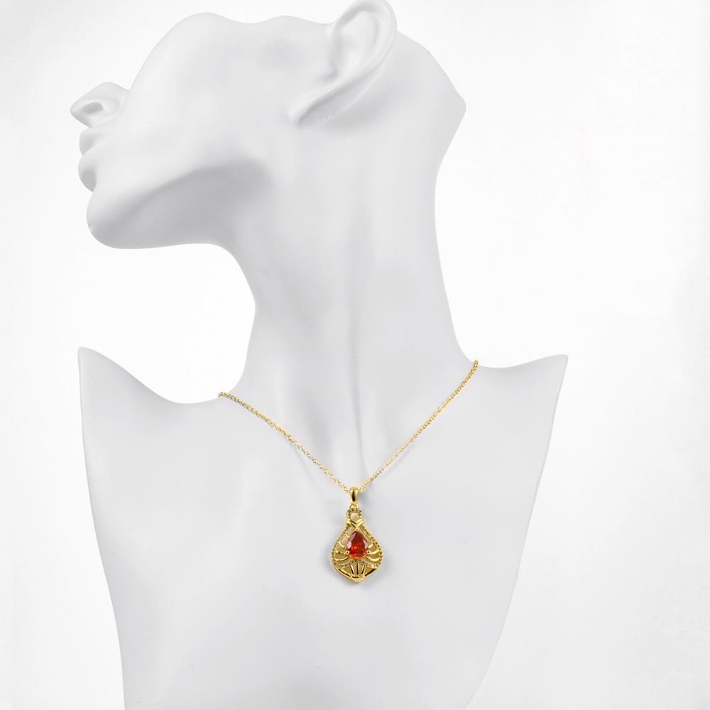 Wholesale Red Rhinestone water drop Pendant Necklace for Women Girls 24 Gold necklace elegant wedding Jewelry TGGPN153 5