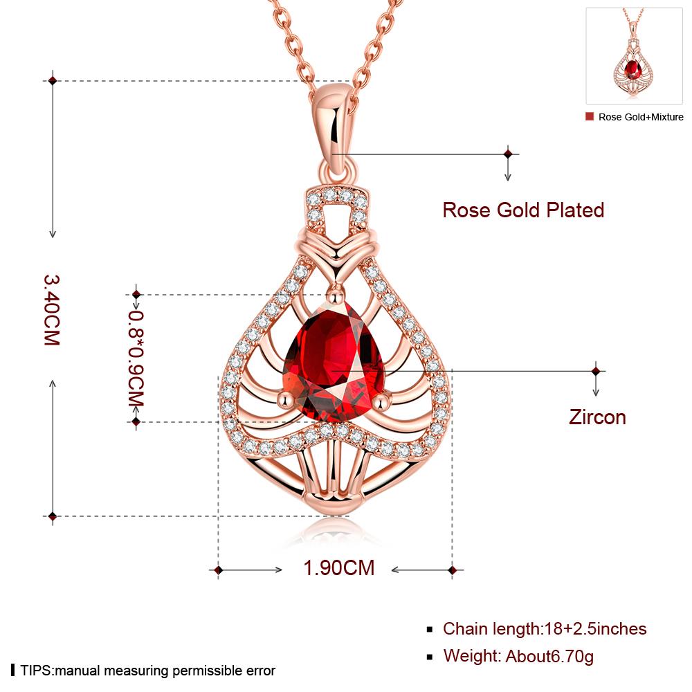 Wholesale Red Rhinestone water drop Pendant Necklace for Women Girls 24 Gold necklace elegant wedding Jewelry TGGPN153 6