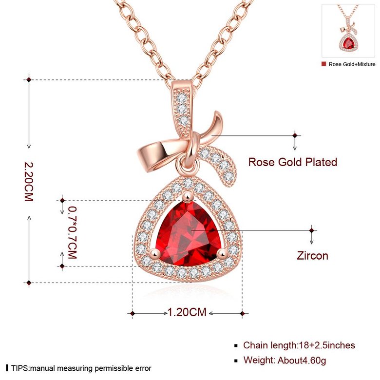 Wholesale Red Rhinestone triangle Pendant Necklace for Women Girls 24 Gold necklace elegant wedding Jewelry TGGPN156 0
