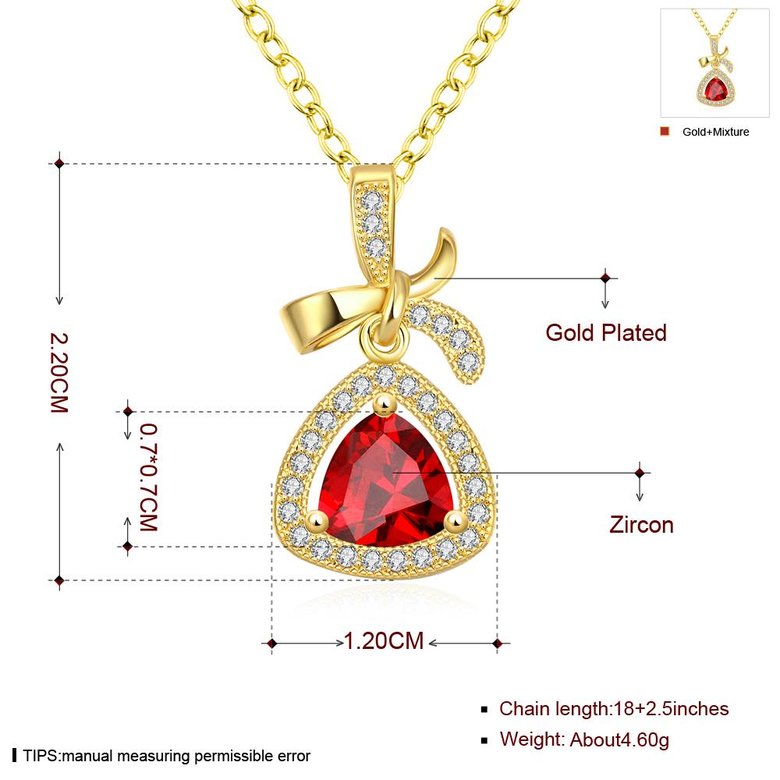 Wholesale Red Rhinestone triangle Pendant Necklace for Women Girls 24 Gold necklace elegant wedding Jewelry TGGPN156 2