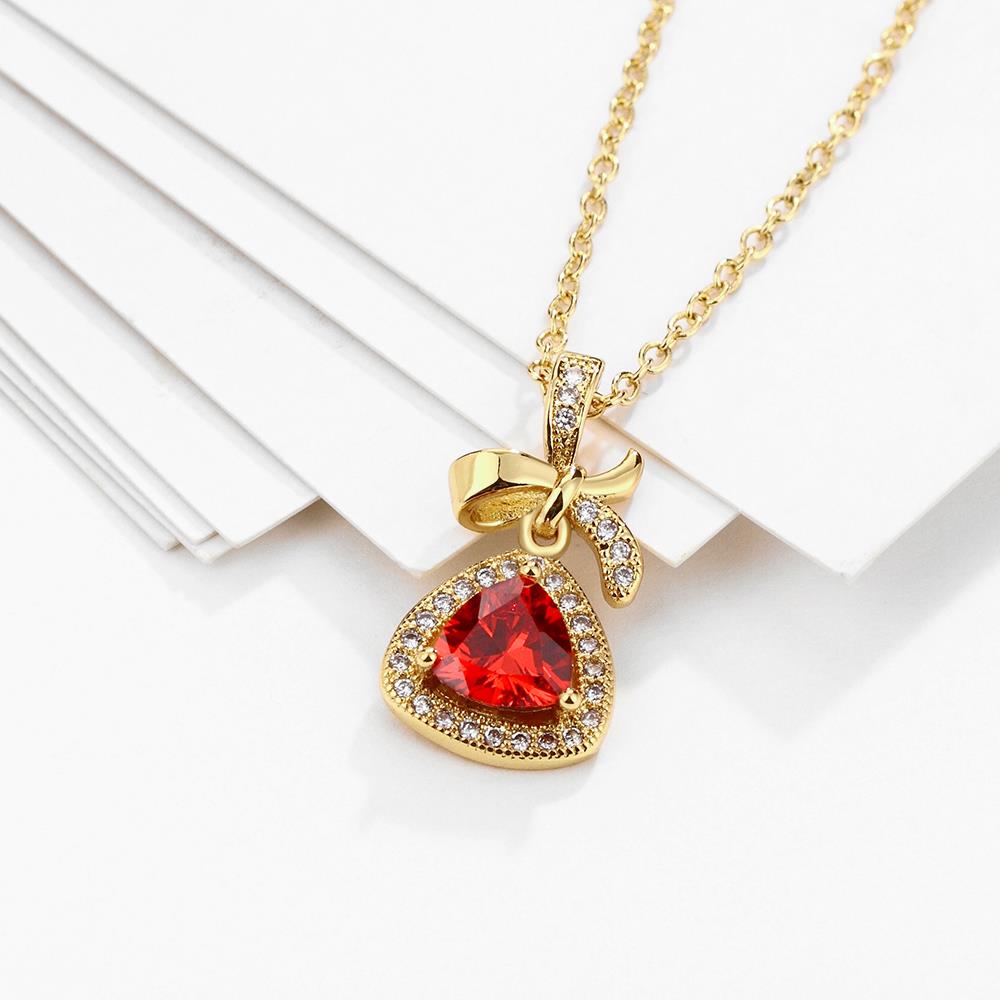 Wholesale Red Rhinestone triangle Pendant Necklace for Women Girls 24 Gold necklace elegant wedding Jewelry TGGPN156 4