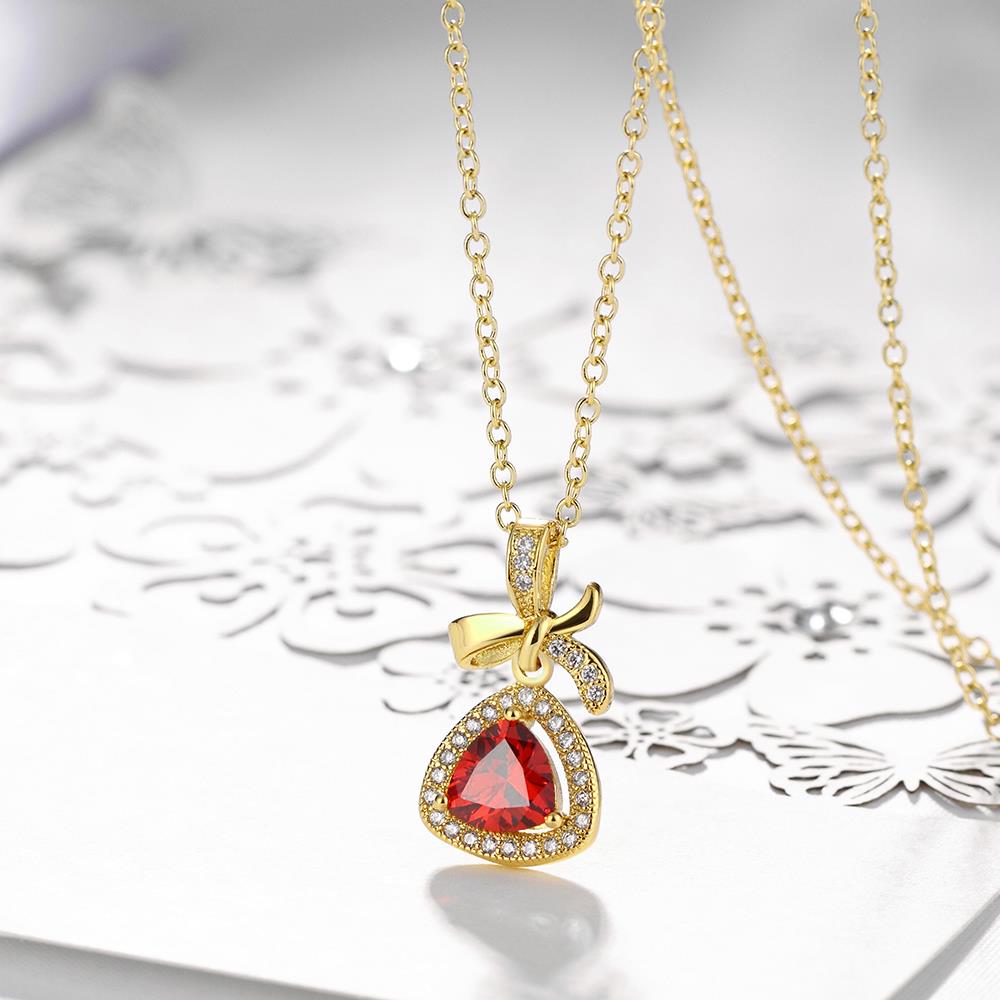 Wholesale Red Rhinestone triangle Pendant Necklace for Women Girls 24 Gold necklace elegant wedding Jewelry TGGPN156 5