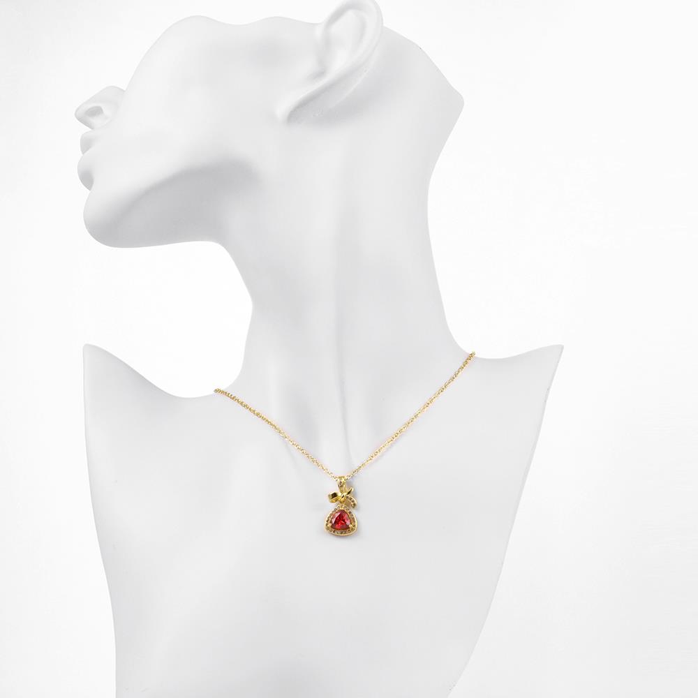 Wholesale Red Rhinestone triangle Pendant Necklace for Women Girls 24 Gold necklace elegant wedding Jewelry TGGPN156 6