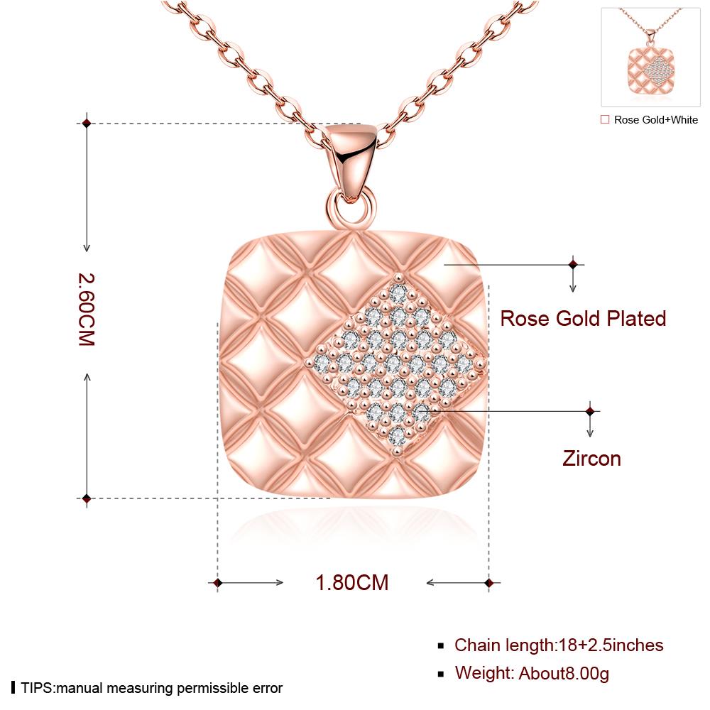 Wholesale Fashion 24K gold plated Square Pendant Necklace For Women Charm Female Full CZ Jewelry Necklace TGGPN008 2