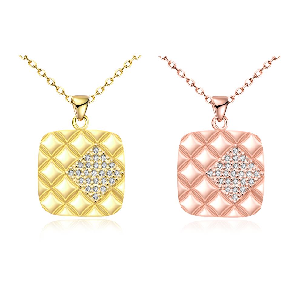 Wholesale Fashion 24K gold plated Square Pendant Necklace For Women Charm Female Full CZ Jewelry Necklace TGGPN008 6