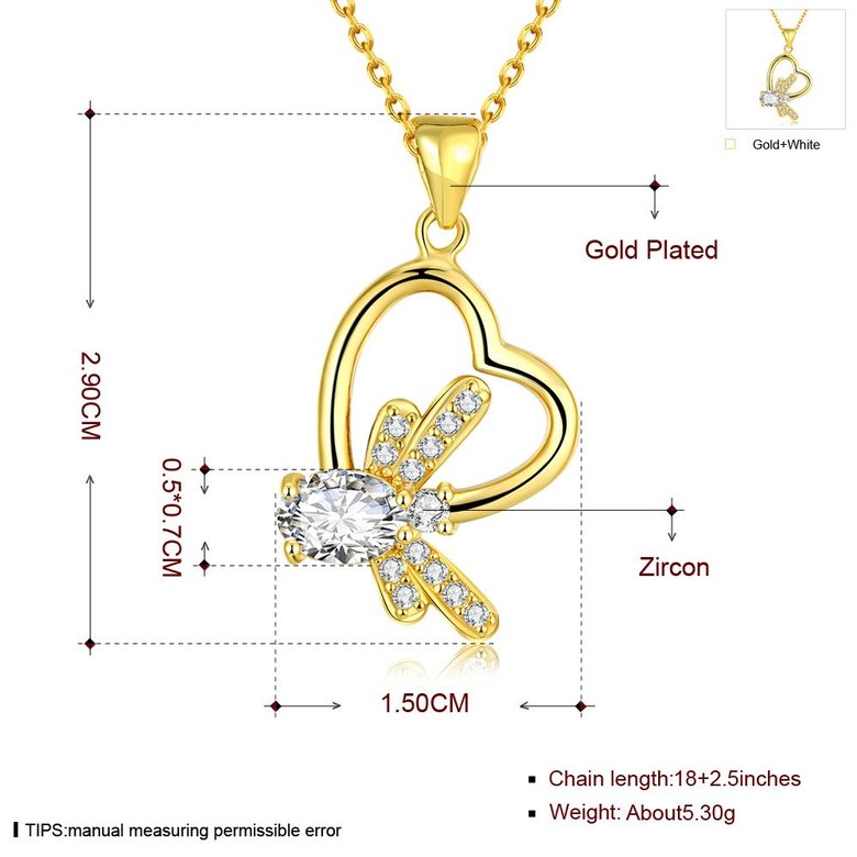 Wholesale Fashion romantic shiny Cubic Zirconia Necklace Gold Color butterfly pendant Necklace Gifts For Women jewelry TGGPN161 1